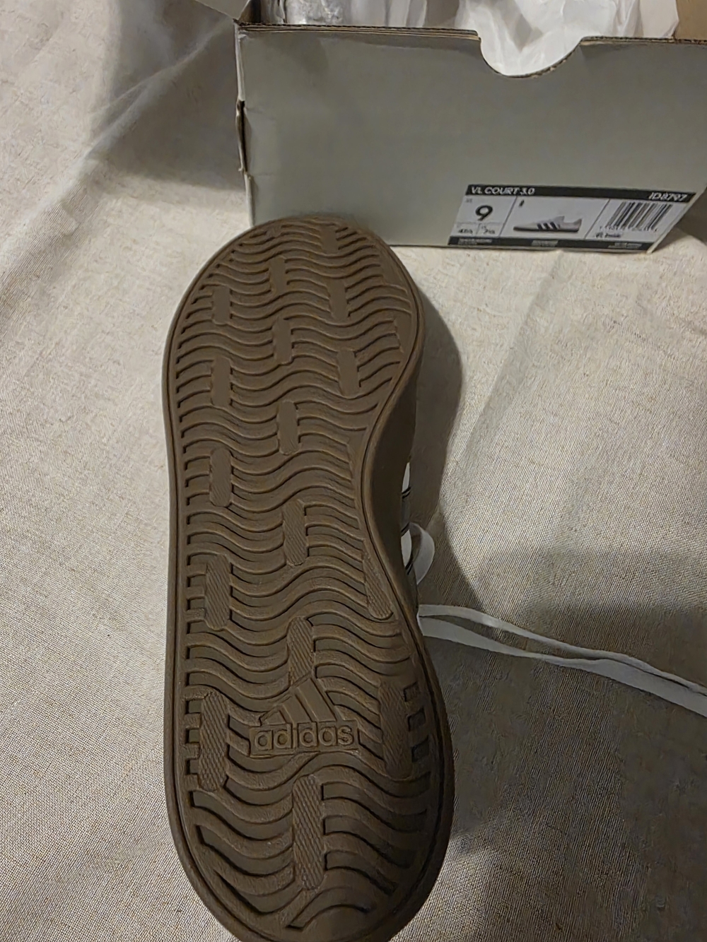 adidas White Sneakers with Black Stripes and Brown Gum Sole - Picture 2 of 3
